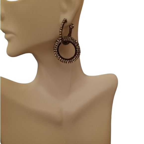 Sparkly Black Gold Double Hoop Earrings - Picture 1 of 4